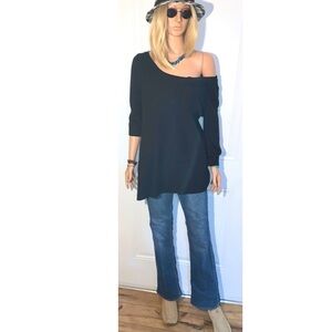 New York & Company outfit black sweater size XL curvy boot cut jeans size 12